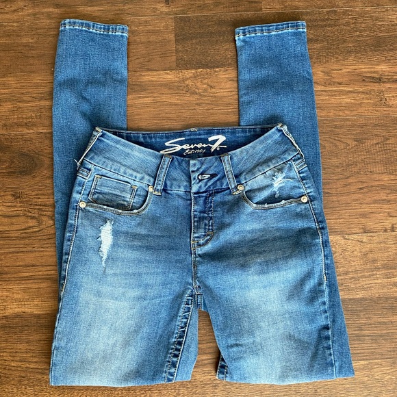Seven 7 tummyless distressed skinny jeans size 4 - Picture 2 of 7